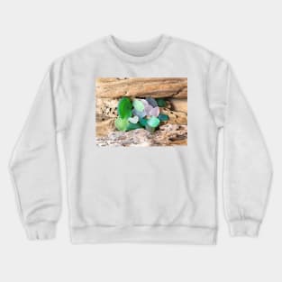 Seaglass and Driftwood with Heart Shaped Sea Glass Crewneck Sweatshirt